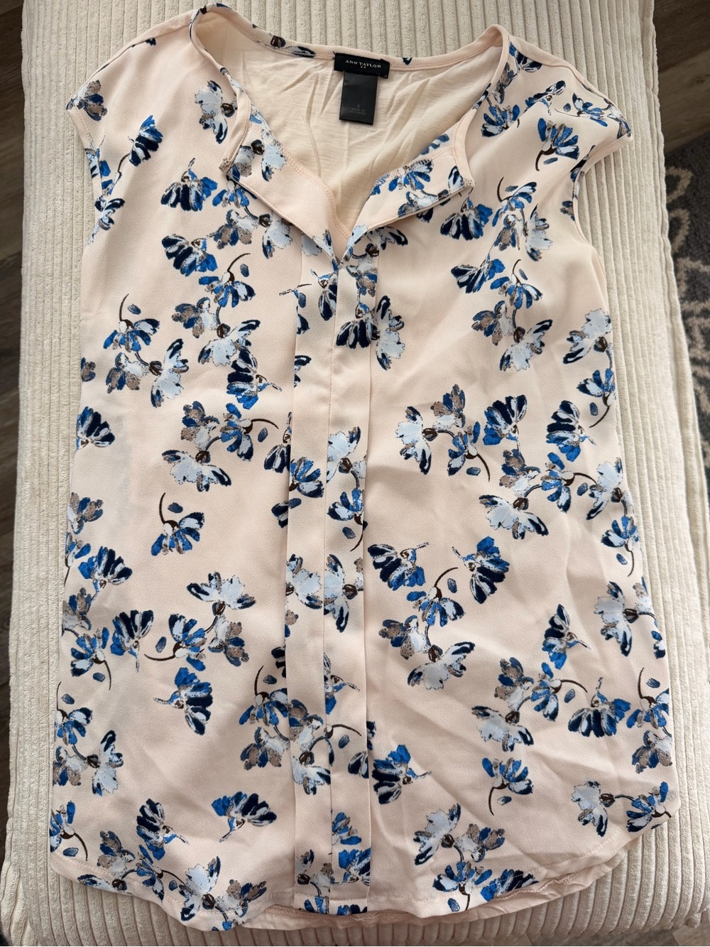 Ann Taylor Blush Pink Floral Cap-Sleeve Camisole
